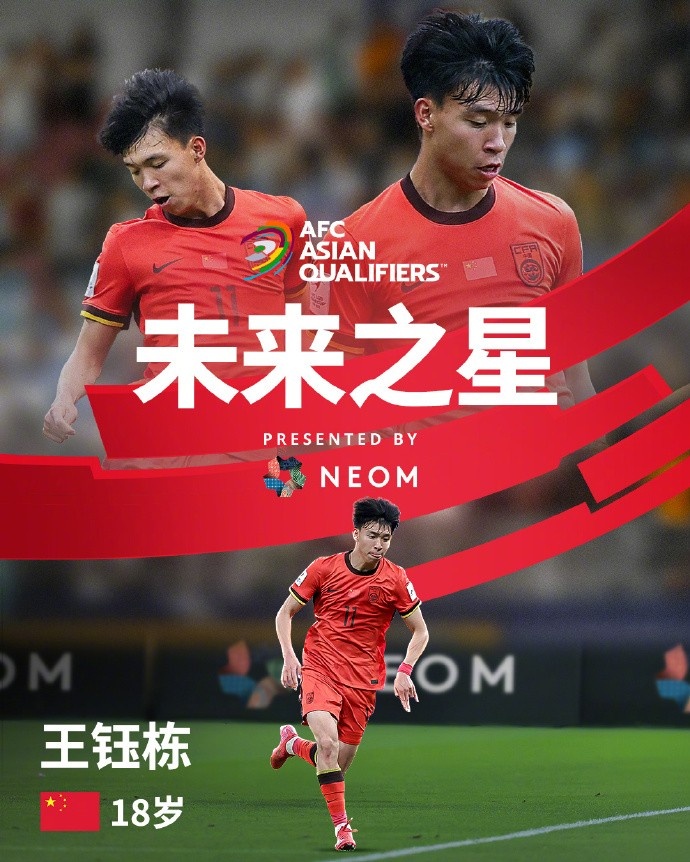 亞洲杯官方社媒發(fā)布王鈺棟個(gè)人海報(bào)：青年軍的旗幟，飄揚(yáng)在前哨