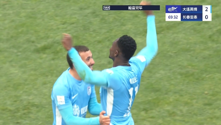 馬萊萊大連處子球！呂焯毅助攻馬萊萊破門，大連英博2-0亞泰